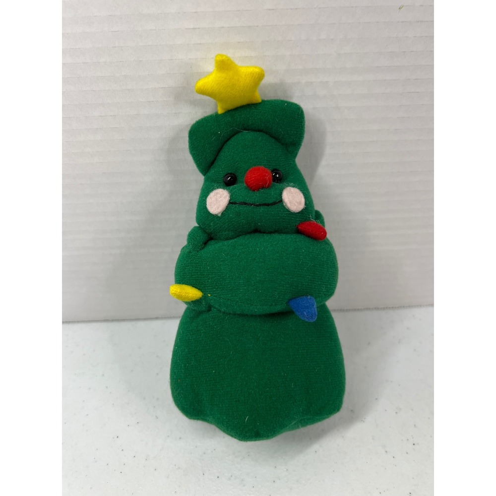 Vintage TL Toys Christmas Tree Plush Stuffed Animal Green 7 Inch Holiday Decor